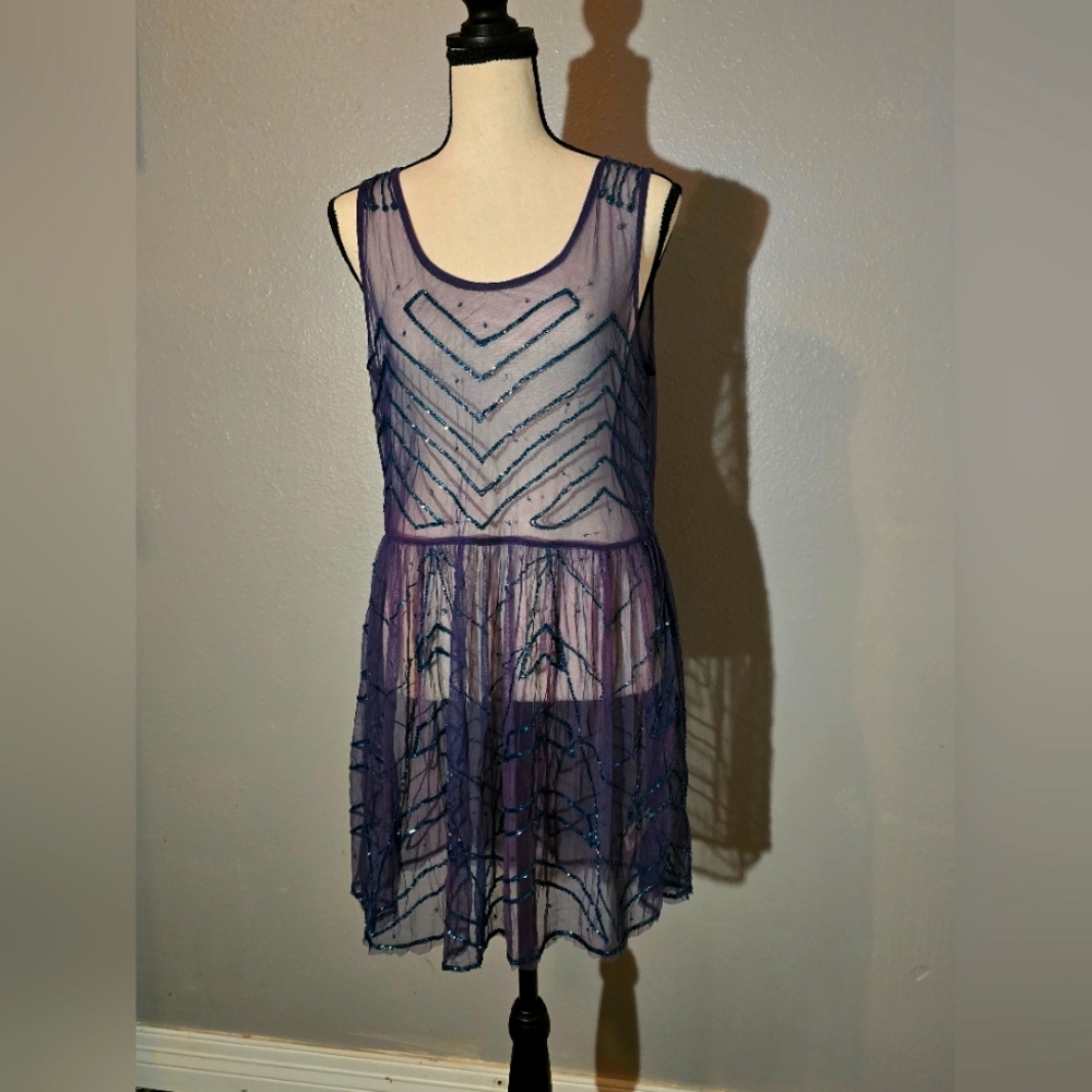 Free People Purple Sheer Midi Dress